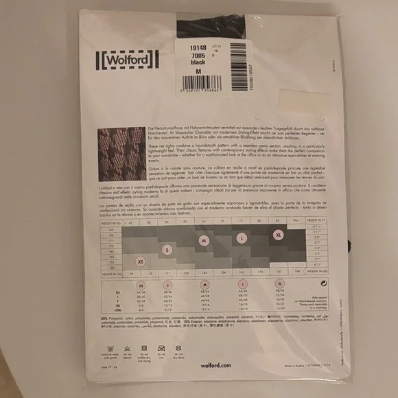 Wolford Black Pascale Sexy Tights New M